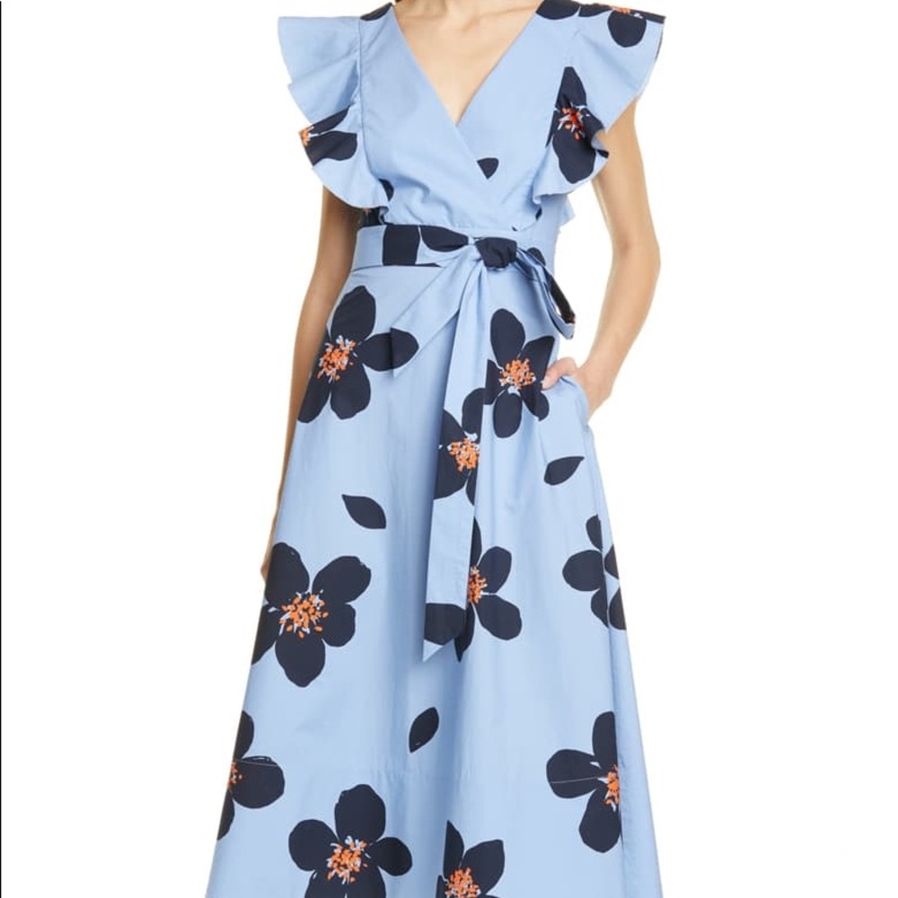Kate Spade Grand Flora Poplin Midi Dr…